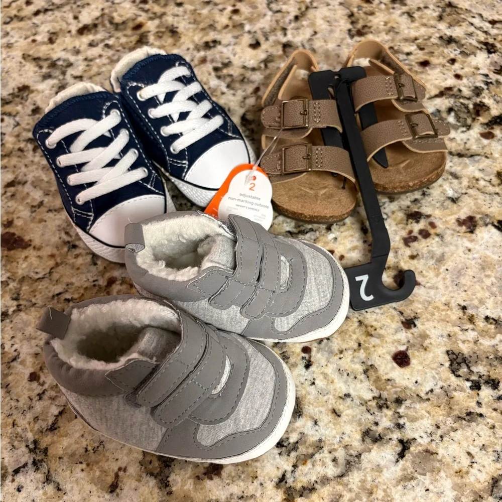 Carter's Gray, Converse Navy & brownish color wondernation sandals & baby shoes